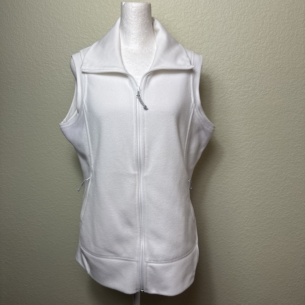 Columbia Gorpcore White Fleece Full‎ Zip Vest Technical Layer Gorp Outerwear L